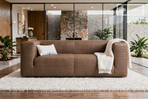 2-Sitzer-Sofa aus vollnarbigem Leder in Haselnussbraun Monza