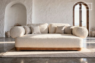 Canapé 3 places en tissu bouclé crème Dune