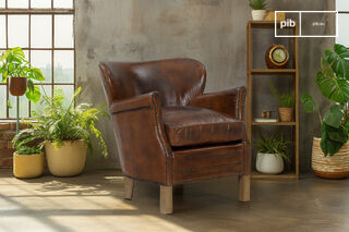 Fauteuil en cuir pleine fleur noisette Neoturner