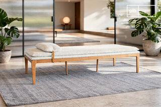 Méridienne en chêne et tissu crème Alba