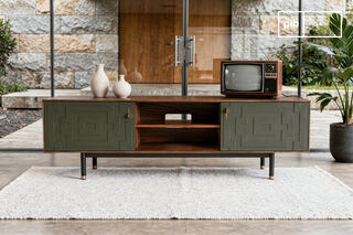 Meuble TV en noyer à motifs Velina