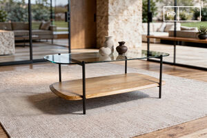 Table basse ovale verre et chêne Ophelia