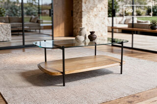 Table basse ovale verre et chêne Ophelia