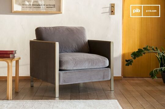 Fauteuil en velours gris